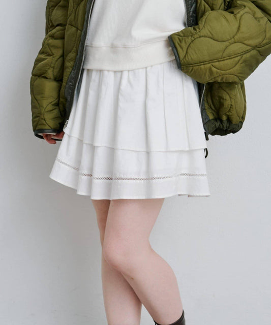 棉質荷葉邊迷你半身裙