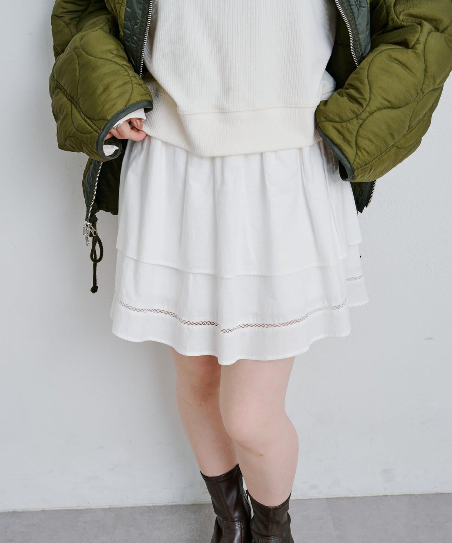 棉質荷葉邊迷你半身裙