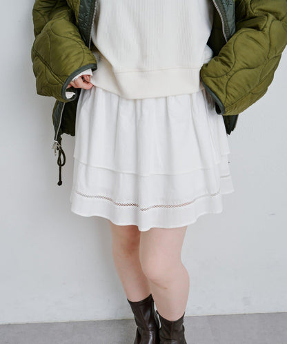 棉質荷葉邊迷你半身裙