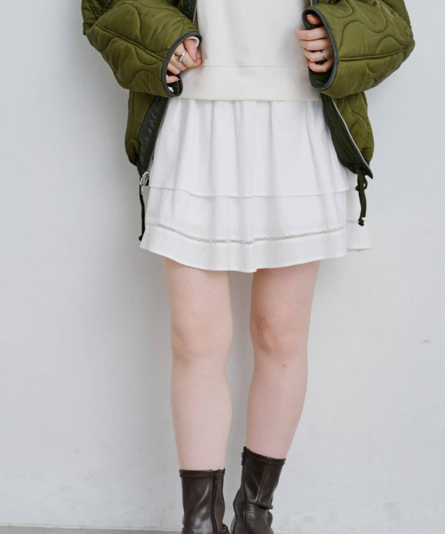 棉質荷葉邊迷你半身裙