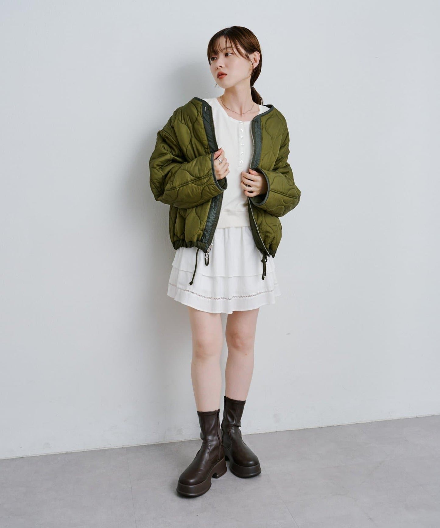 棉質荷葉邊迷你半身裙