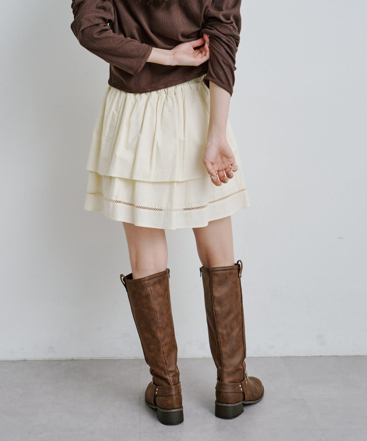 棉質荷葉邊迷你半身裙