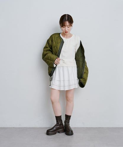 棉質荷葉邊迷你半身裙