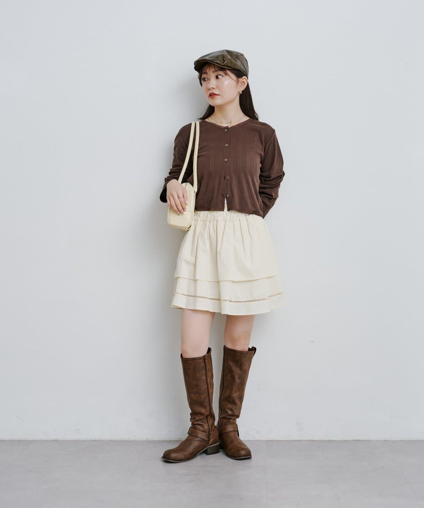 棉質荷葉邊迷你半身裙