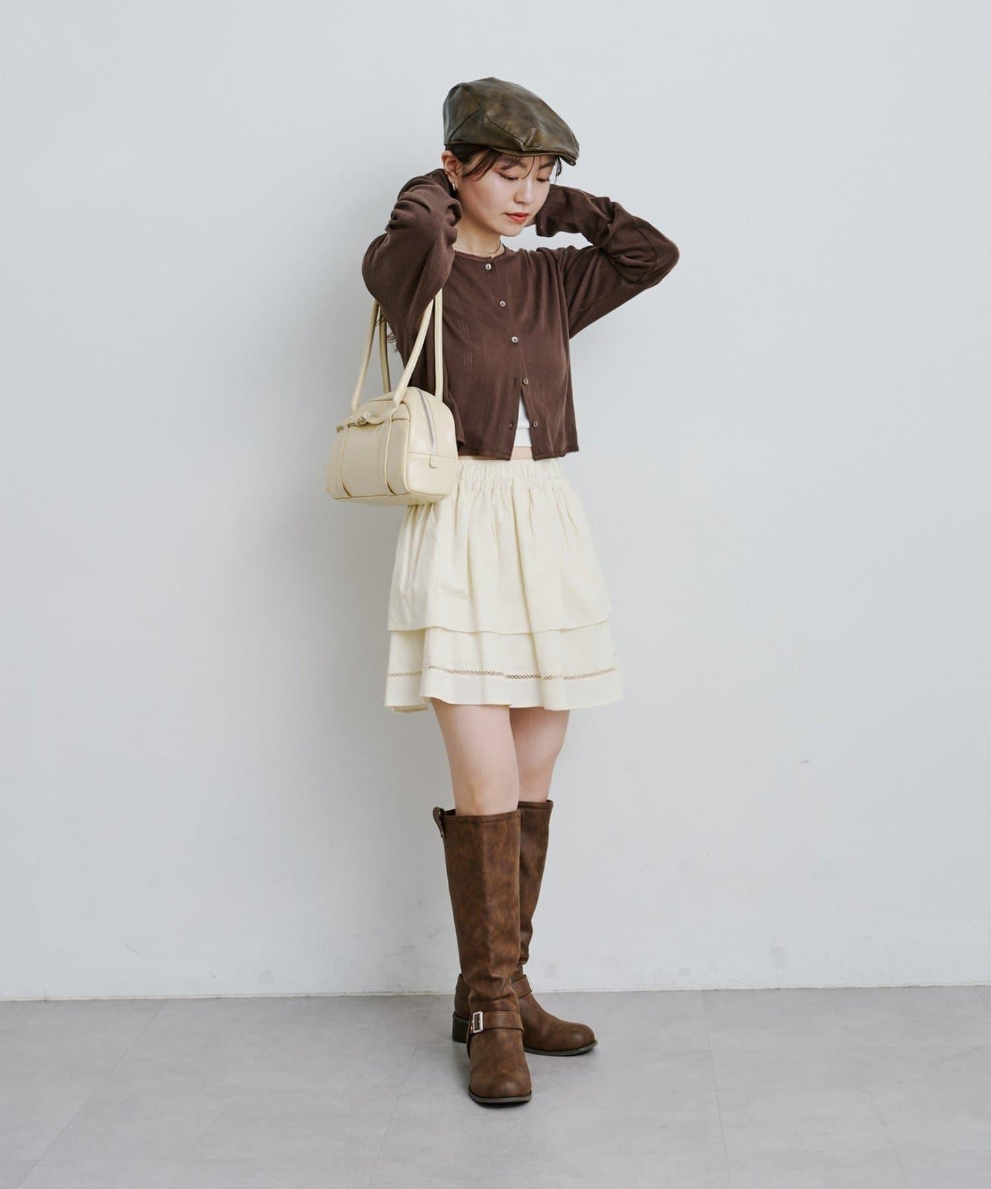 棉質荷葉邊迷你半身裙