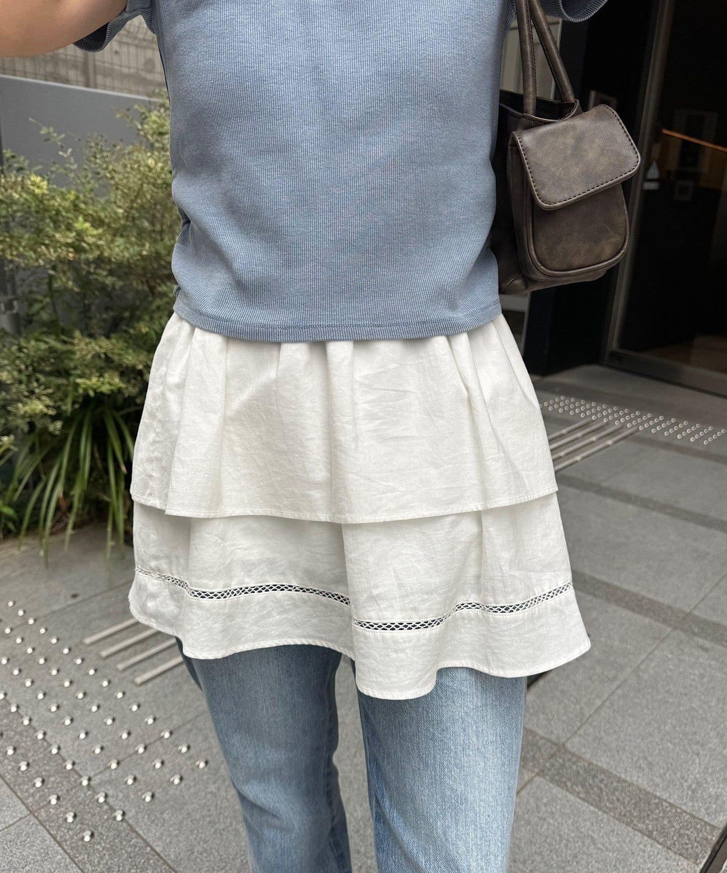 棉質荷葉邊迷你半身裙