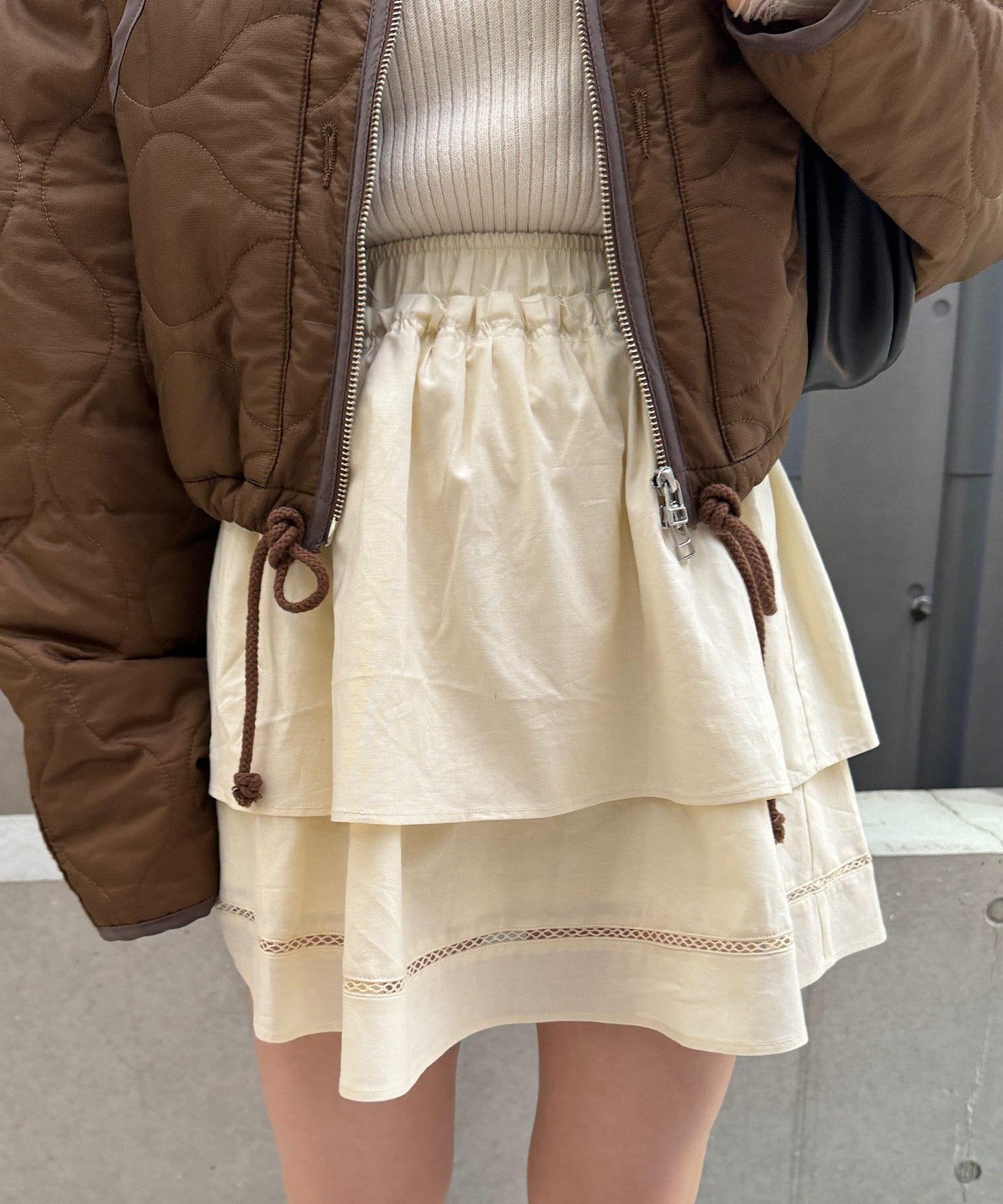 棉質荷葉邊迷你半身裙