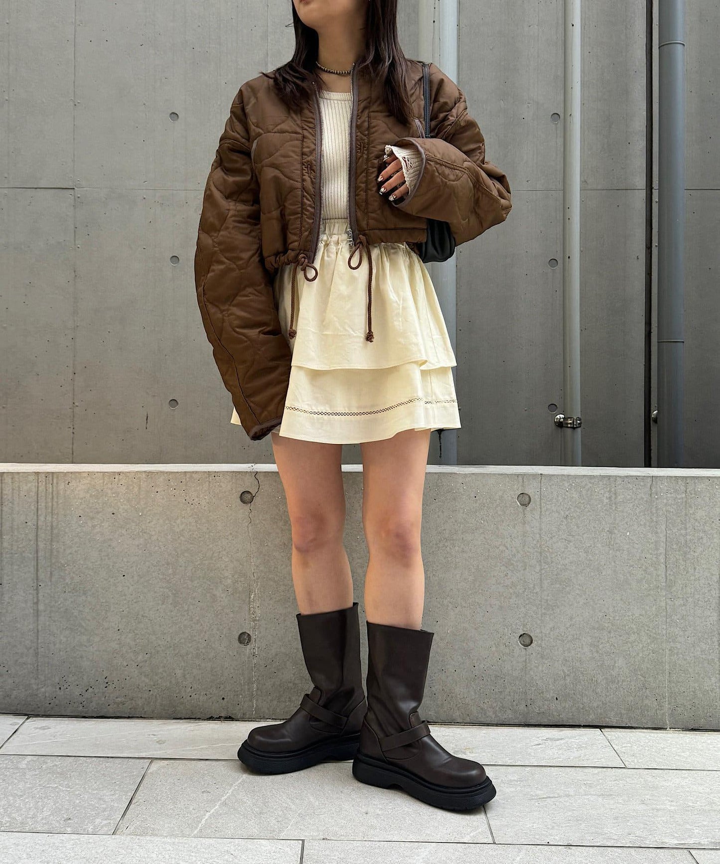 棉質荷葉邊迷你半身裙