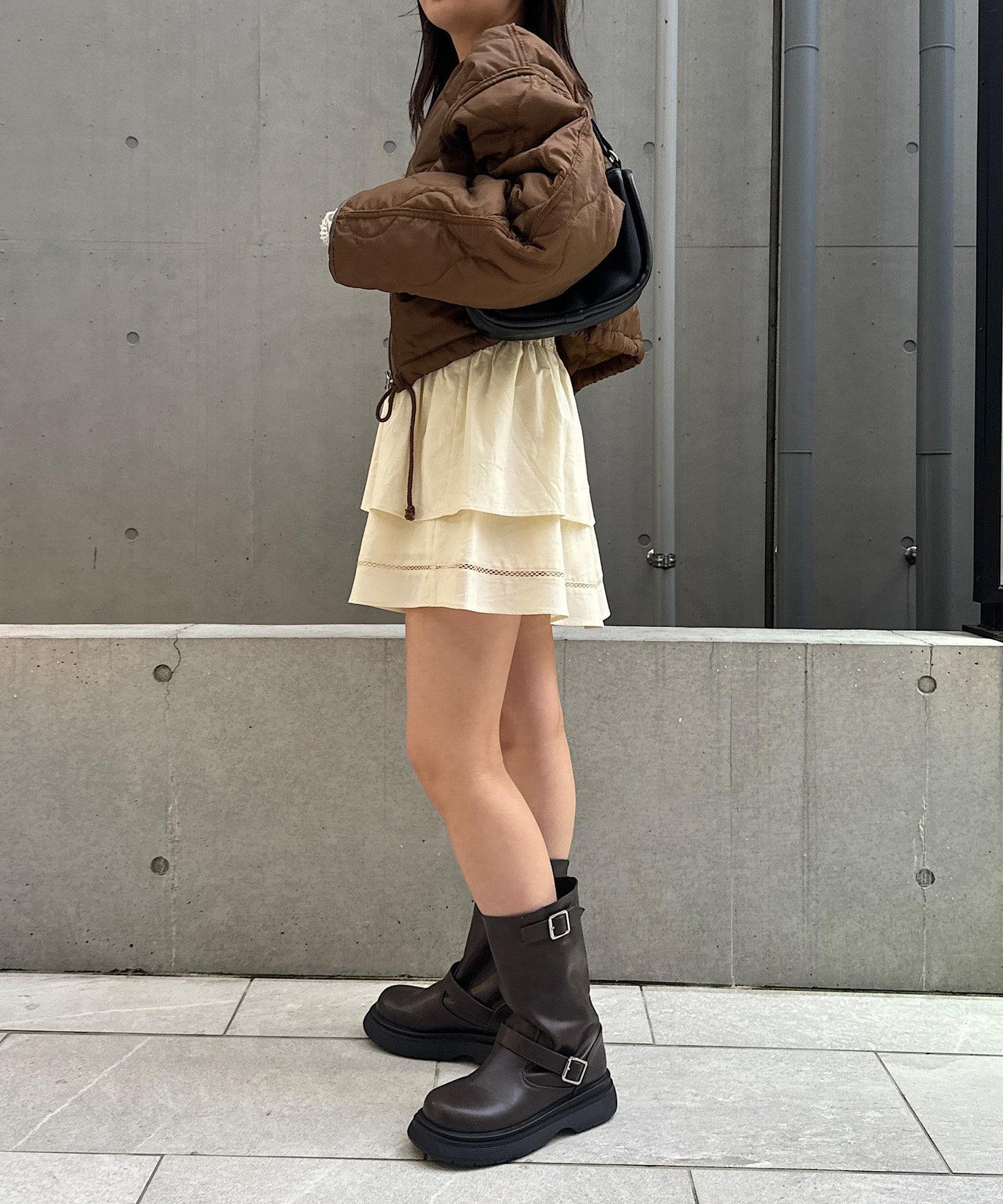 棉質荷葉邊迷你半身裙