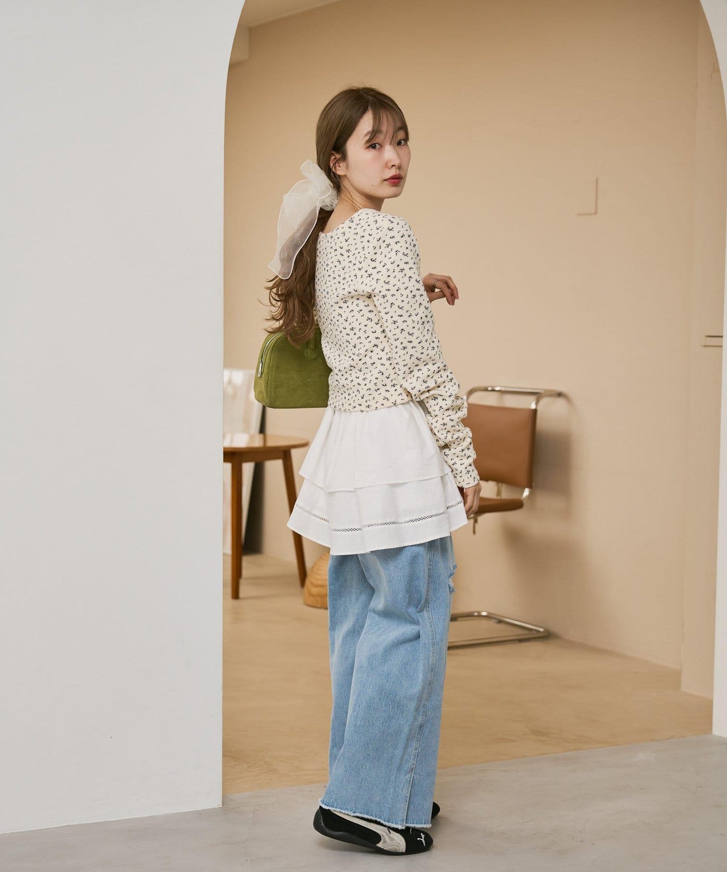 棉質荷葉邊迷你半身裙