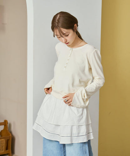 棉質荷葉邊迷你半身裙