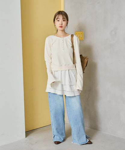 棉質荷葉邊迷你半身裙