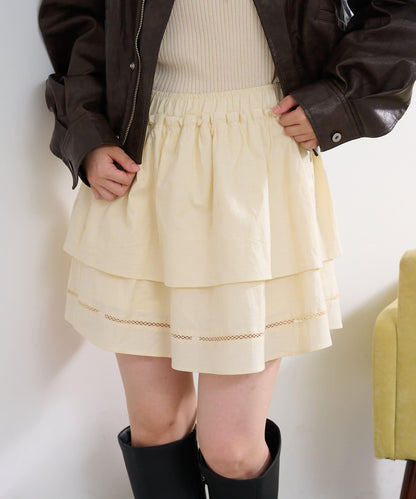 棉質荷葉邊迷你半身裙