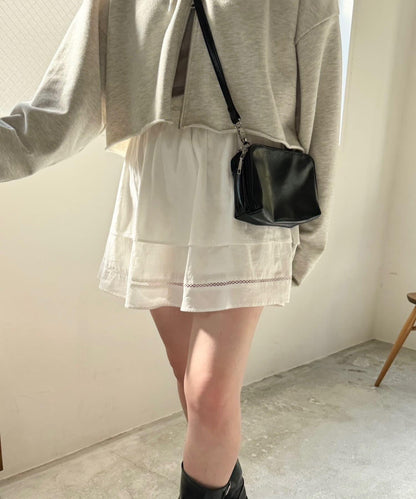 棉質荷葉邊迷你半身裙