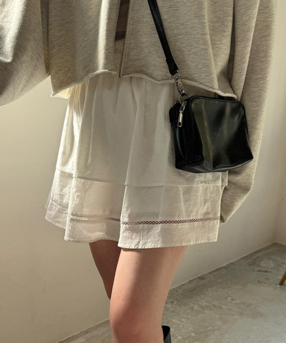 棉質荷葉邊迷你半身裙