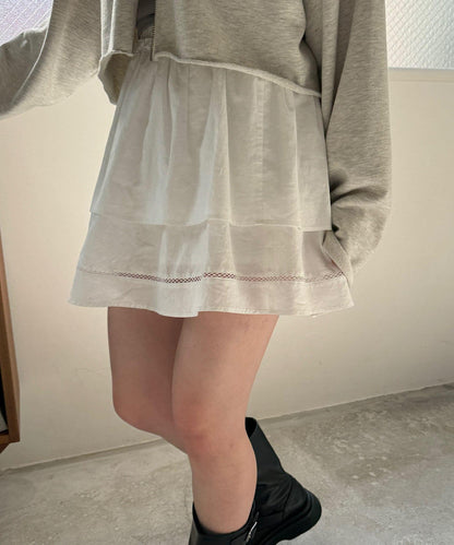 棉質荷葉邊迷你半身裙
