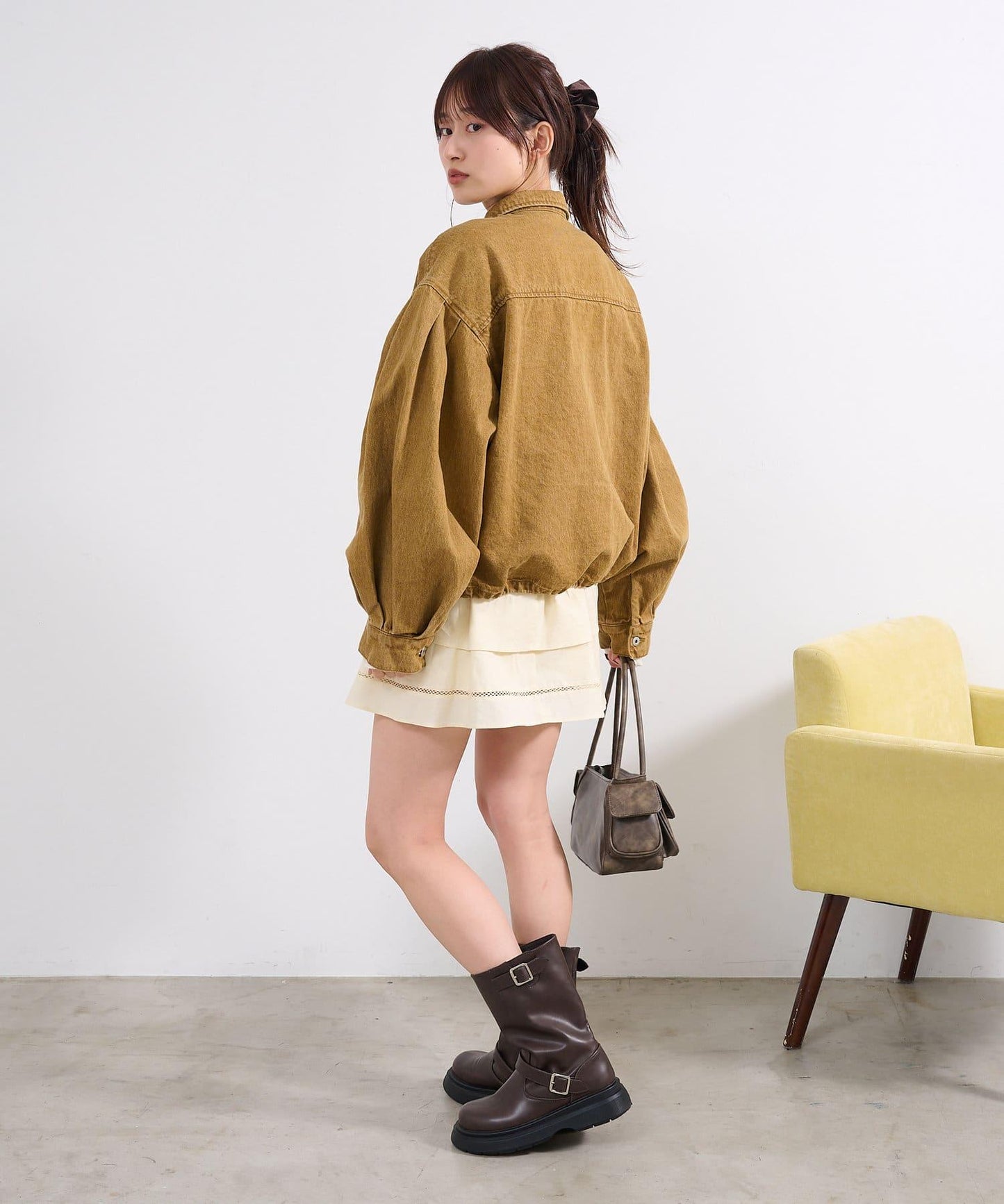 棉質荷葉邊迷你半身裙