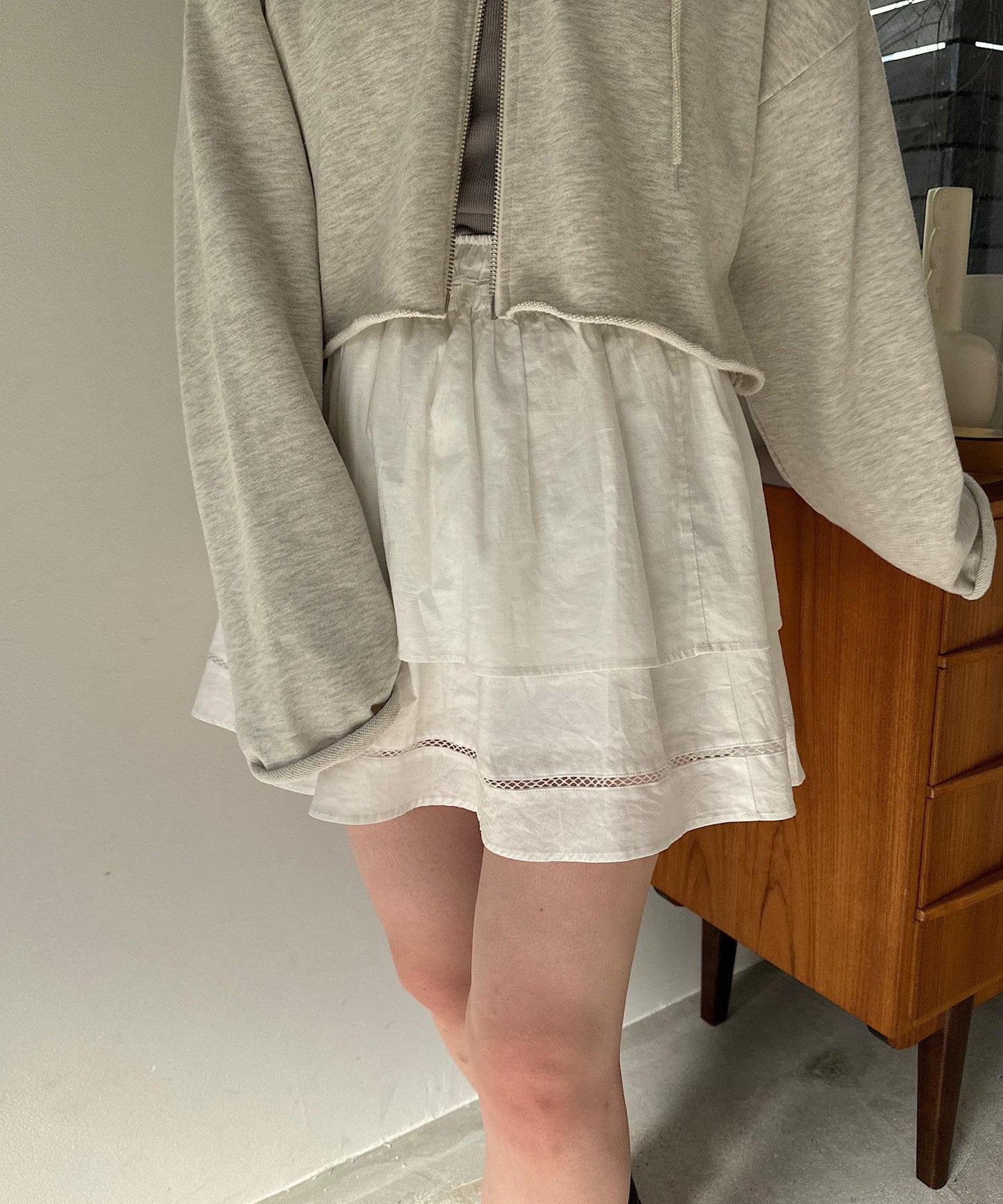 棉質荷葉邊迷你半身裙