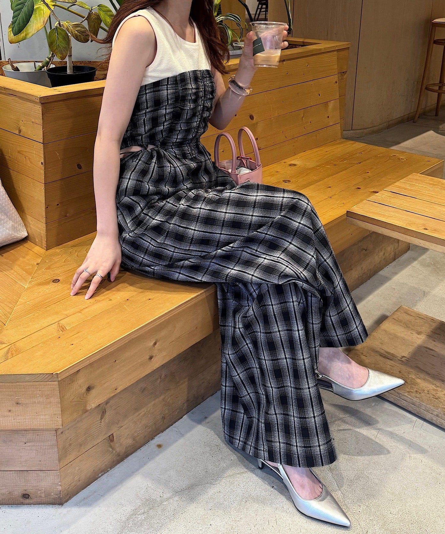 鏤空設計 2piece 揹帶褲套裝