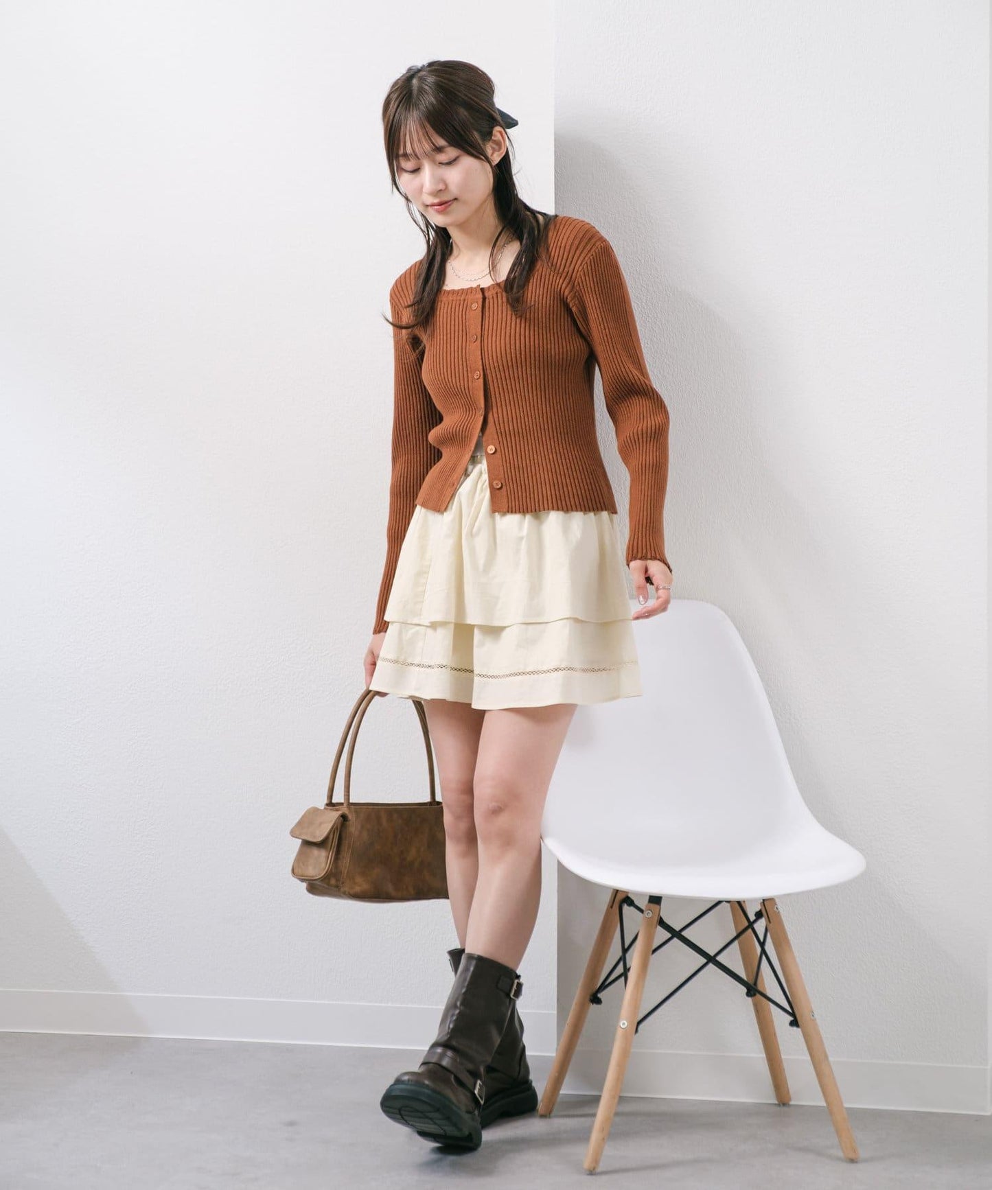 棉質荷葉邊迷你半身裙