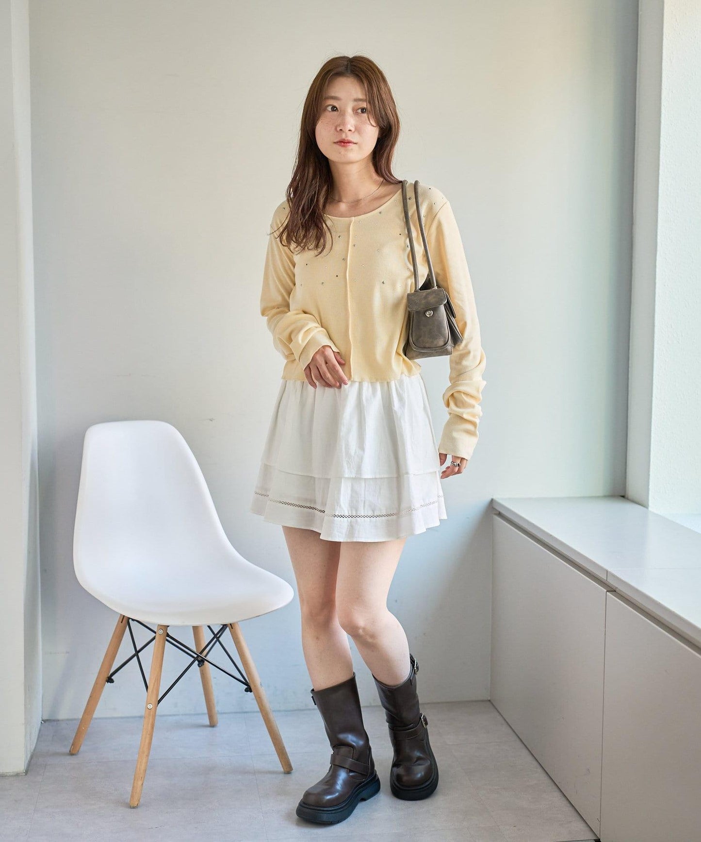 棉質荷葉邊迷你半身裙