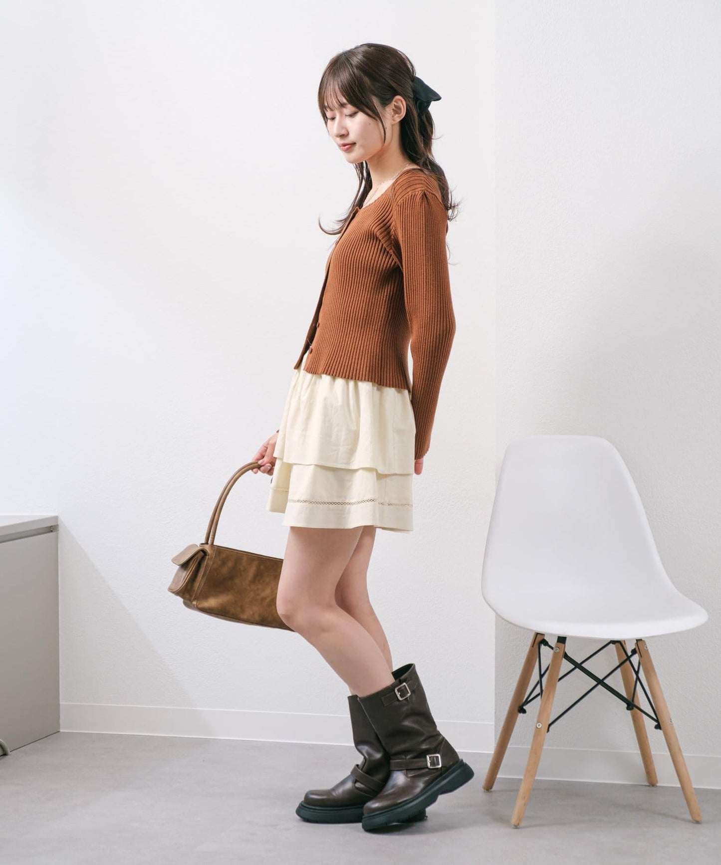 棉質荷葉邊迷你半身裙