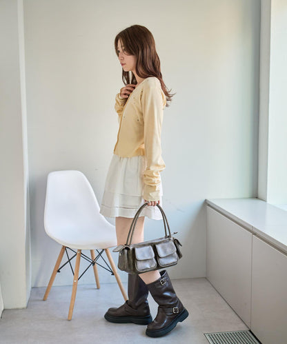 棉質荷葉邊迷你半身裙