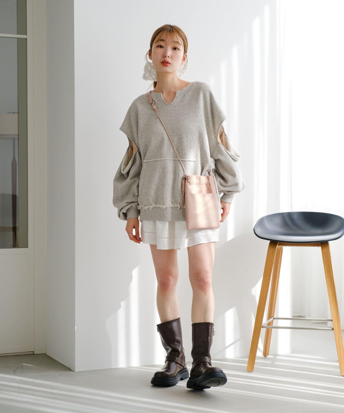 棉質荷葉邊迷你半身裙