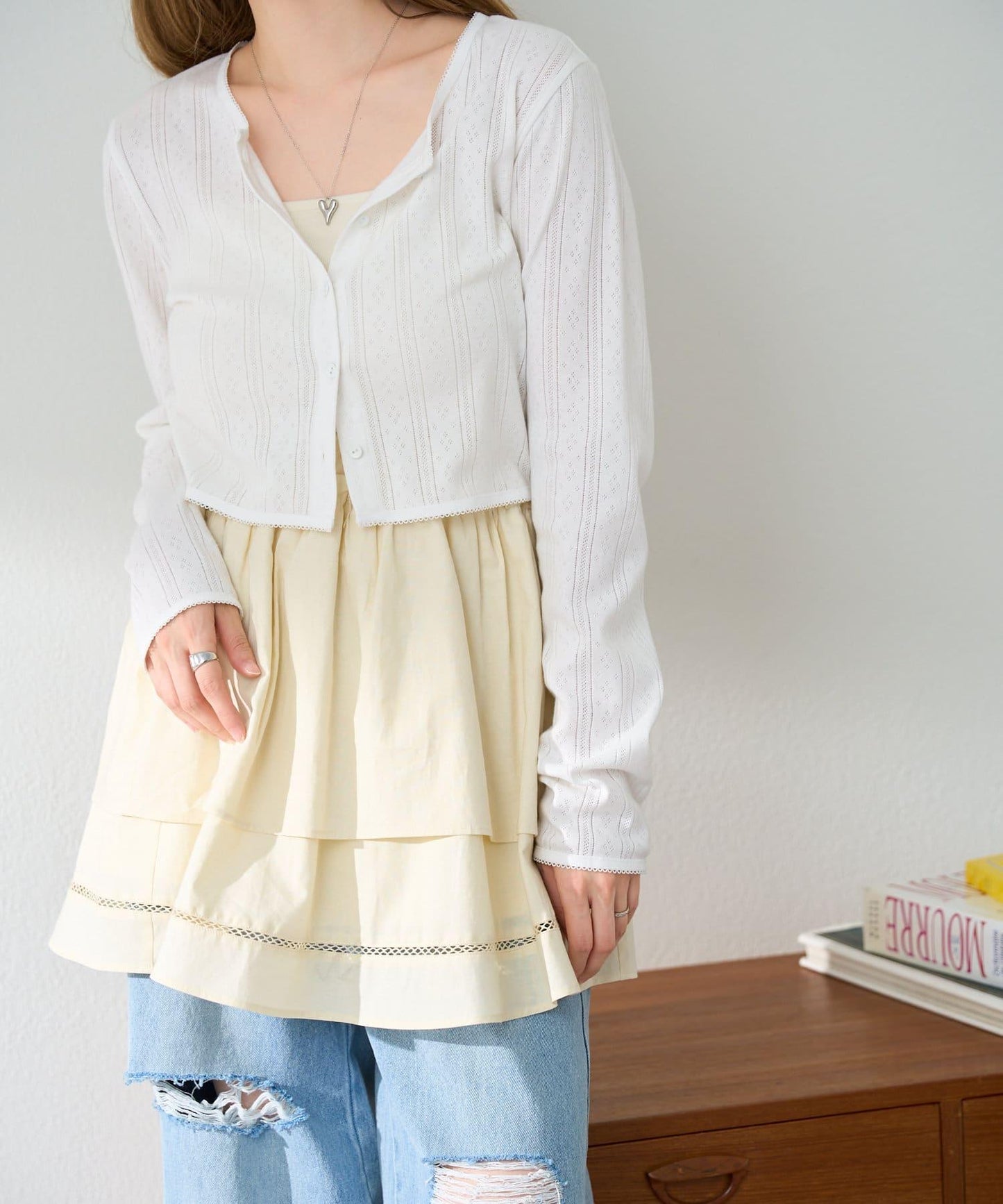 棉質荷葉邊迷你半身裙