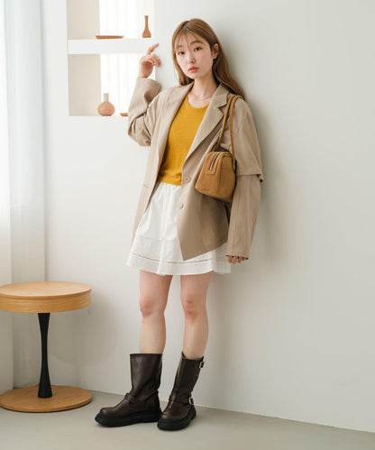 棉質荷葉邊迷你半身裙