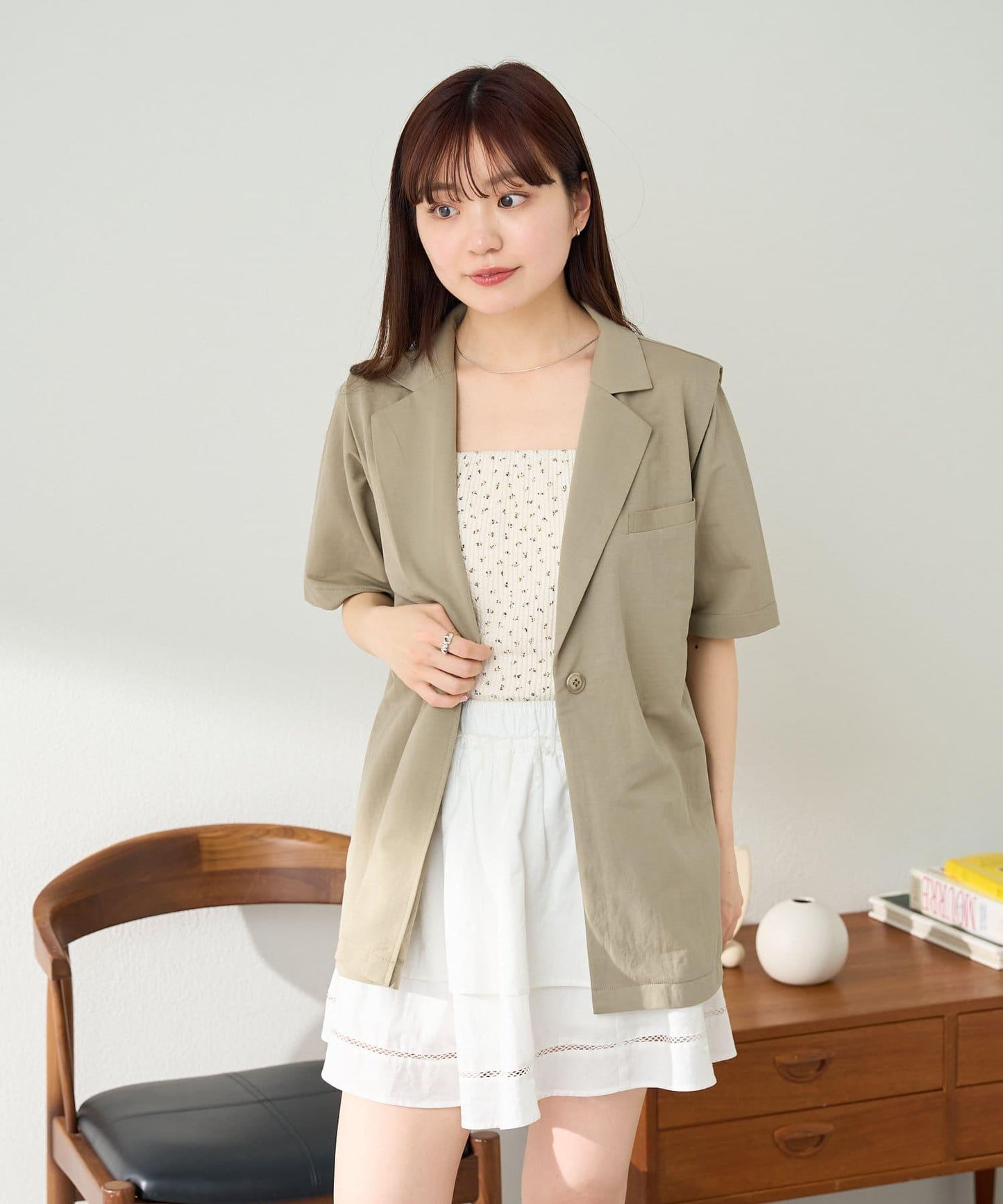 棉質荷葉邊迷你半身裙