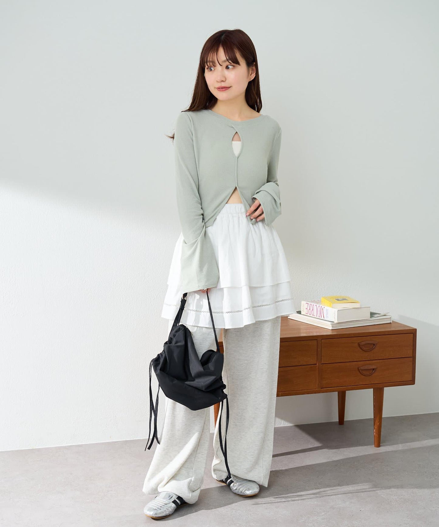 棉質荷葉邊迷你半身裙