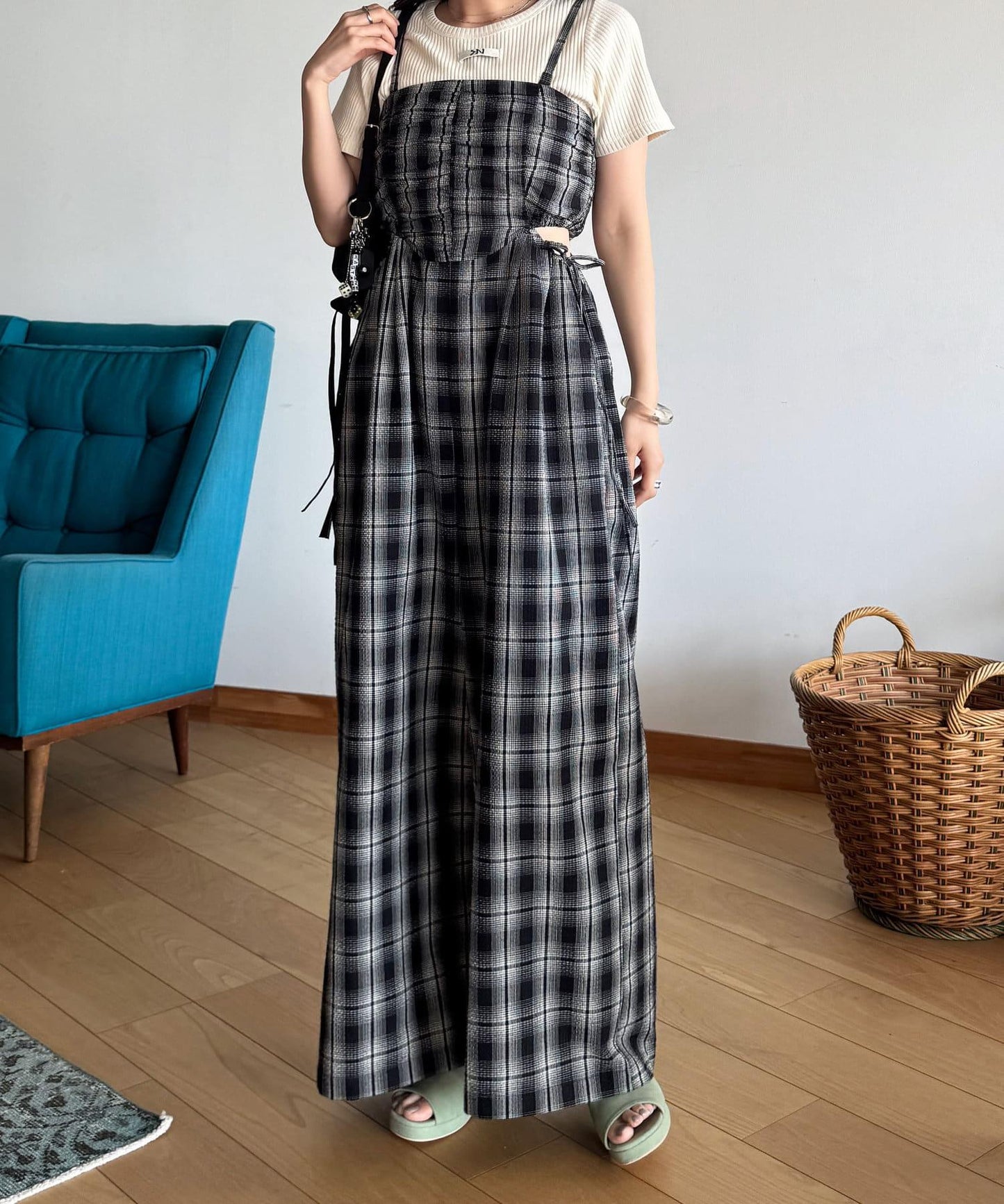 鏤空設計 2piece 揹帶褲套裝