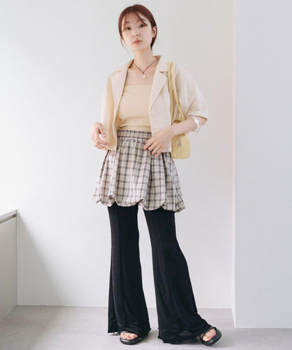 Kastane 格紋泡泡迷你半身裙