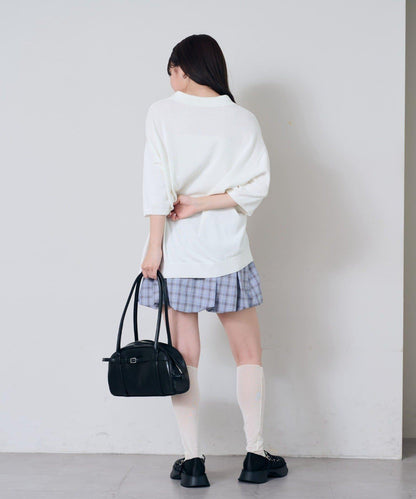 Kastane 格紋泡泡迷你半身裙