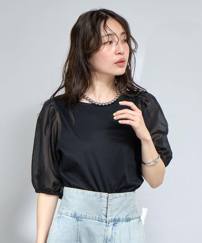 La boutique BonBon 透紗蓬袖上衣