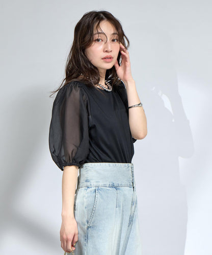 La boutique BonBon 透紗蓬袖上衣