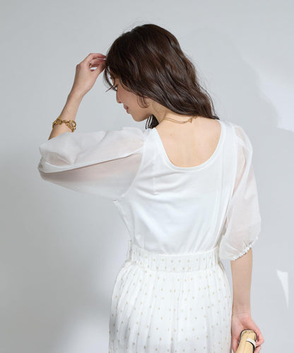 La boutique BonBon 透紗蓬袖上衣