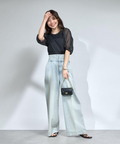 La boutique BonBon 透紗蓬袖上衣