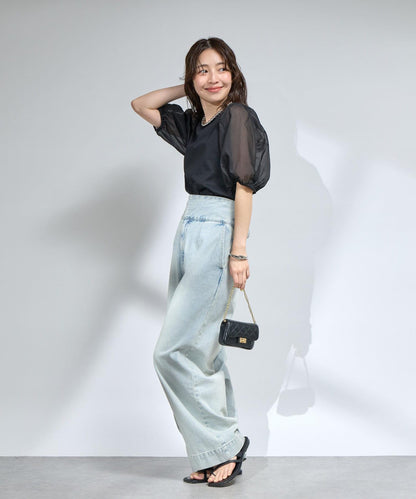 La boutique BonBon 透紗蓬袖上衣