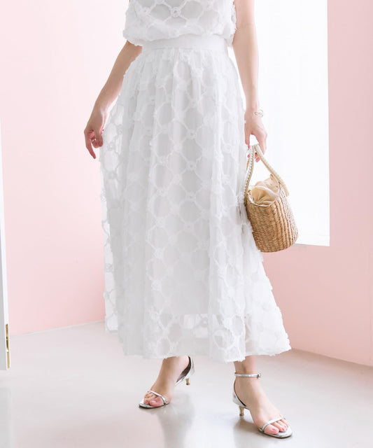 La boutique BonBon 透紗玫瑰褶襉半身裙