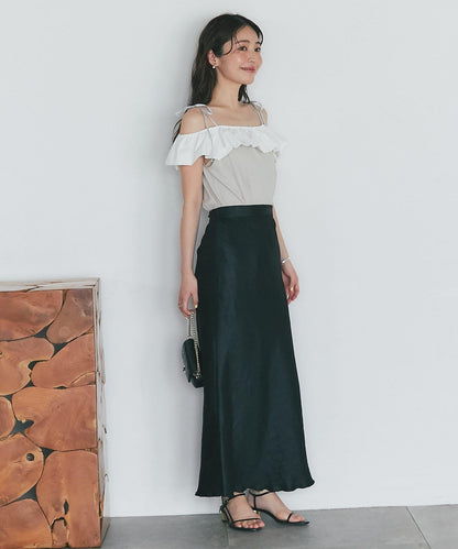 雙色荷葉邊 無袖設計 針織上衣