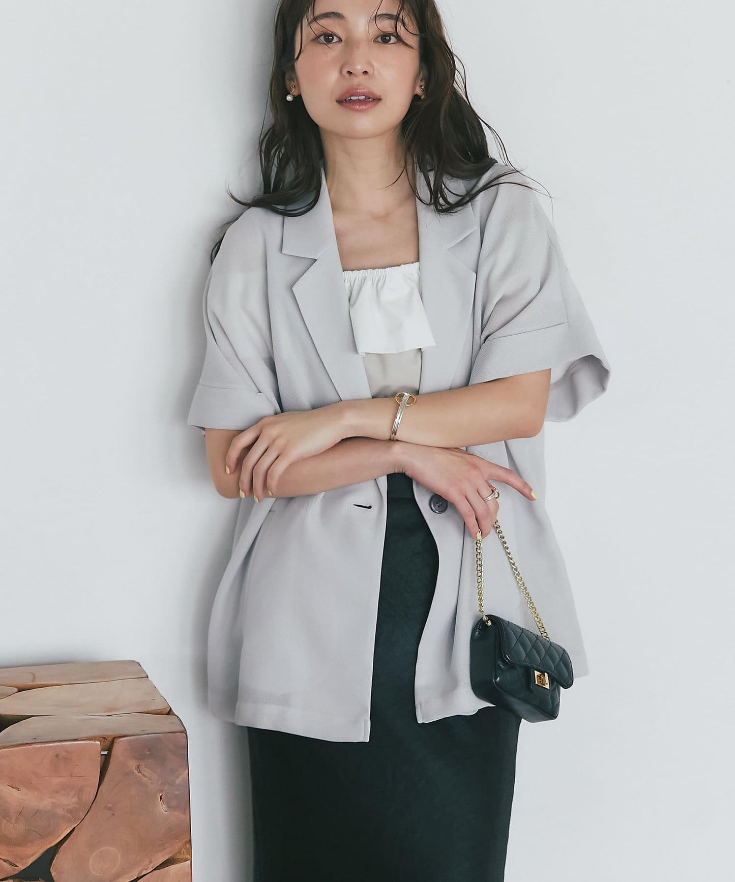 雙色荷葉邊 無袖設計 針織上衣