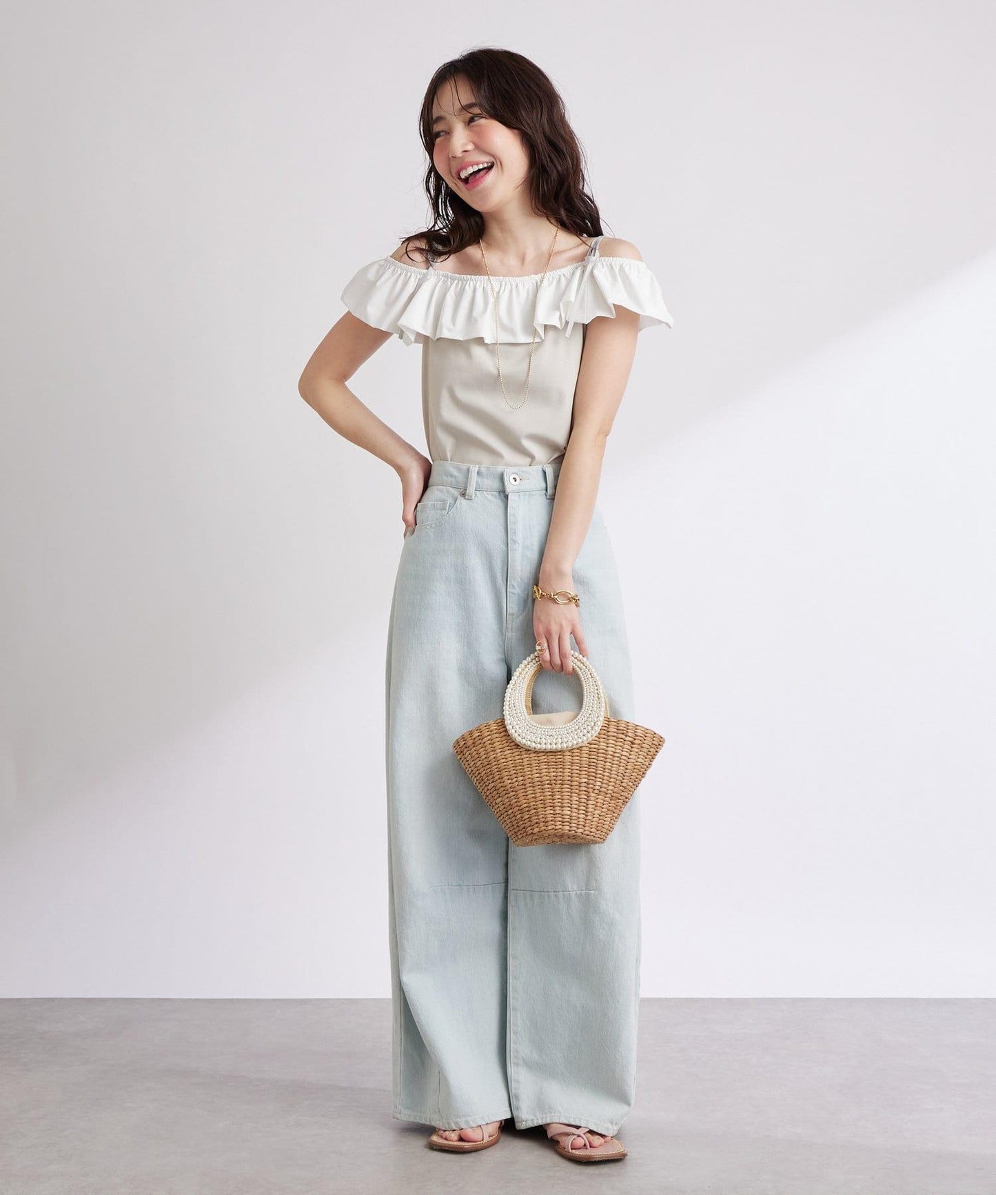 雙色荷葉邊 無袖設計 針織上衣