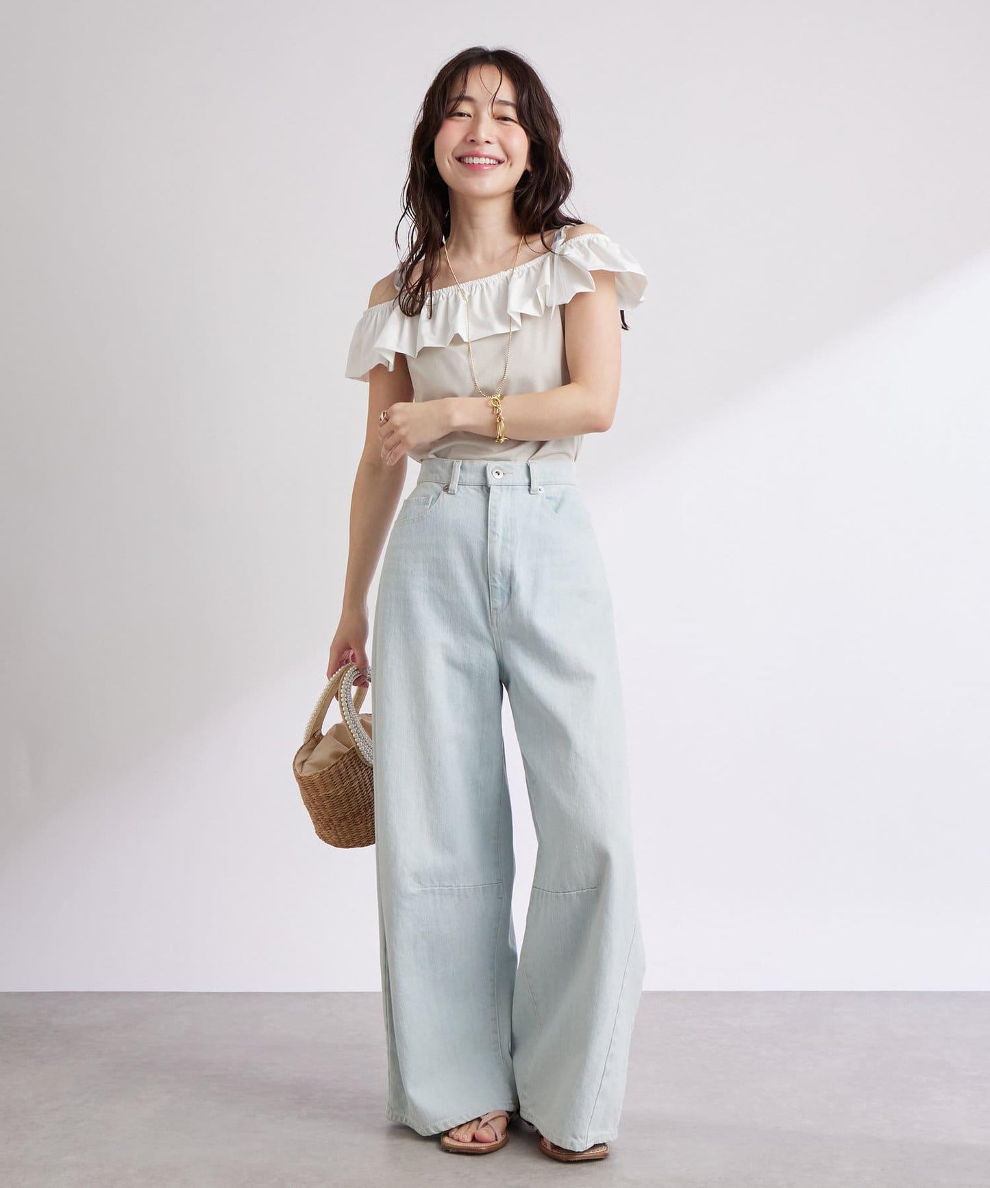 雙色荷葉邊 無袖設計 針織上衣