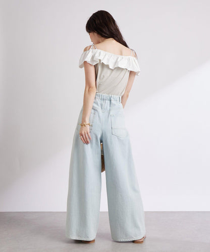 雙色荷葉邊 無袖設計 針織上衣