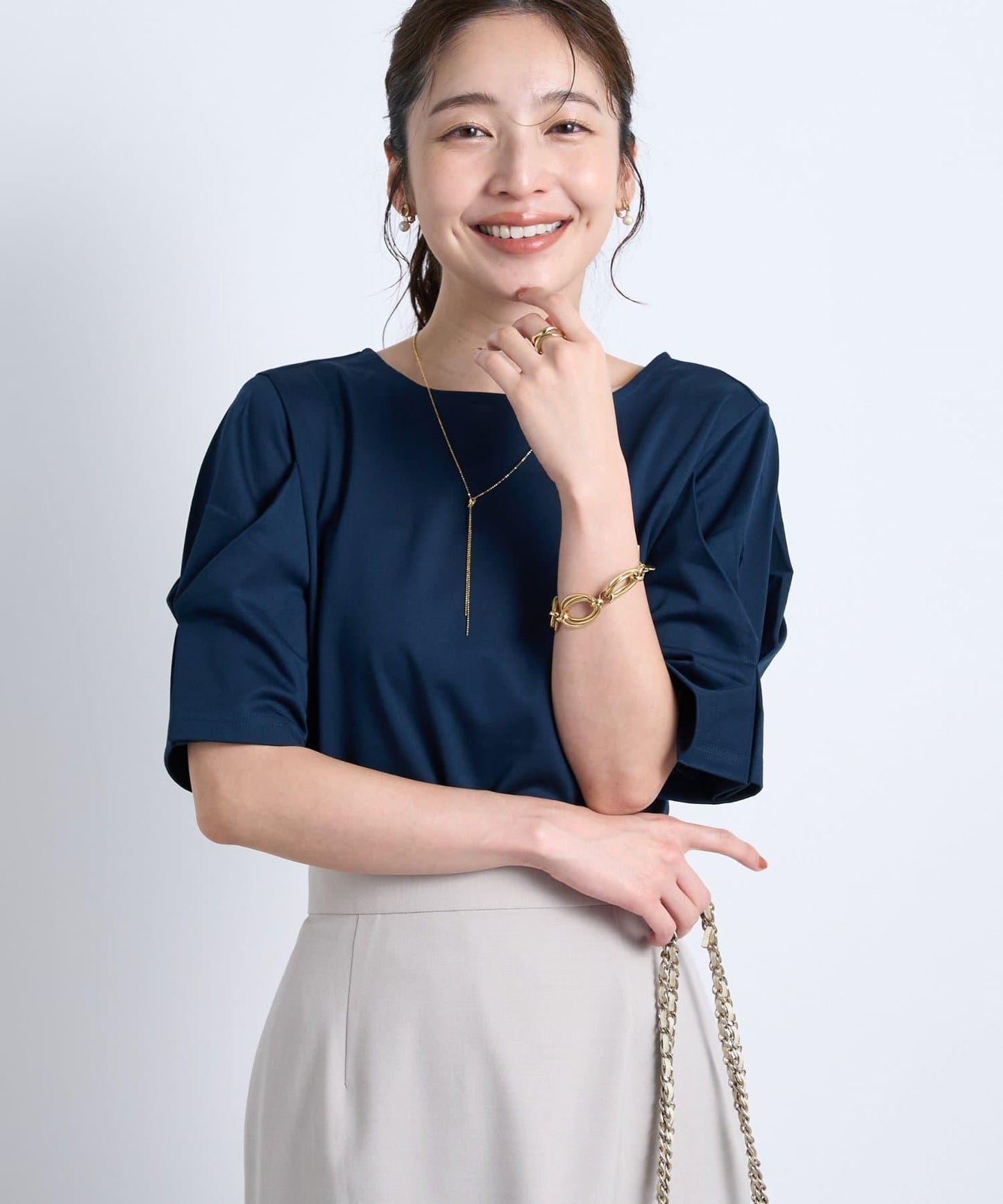 褶袖設計 針織上衣