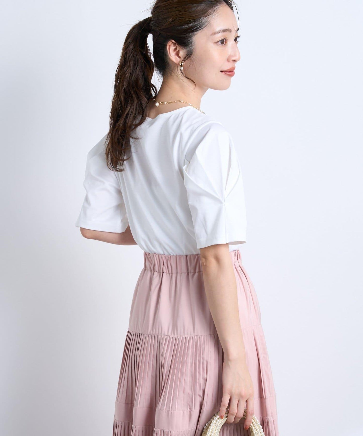 褶袖設計 針織上衣