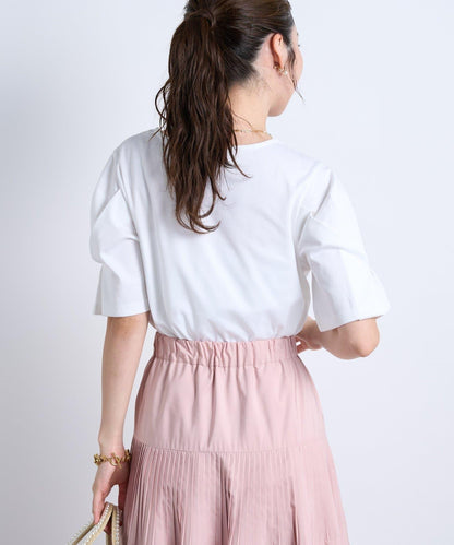 褶袖設計 針織上衣