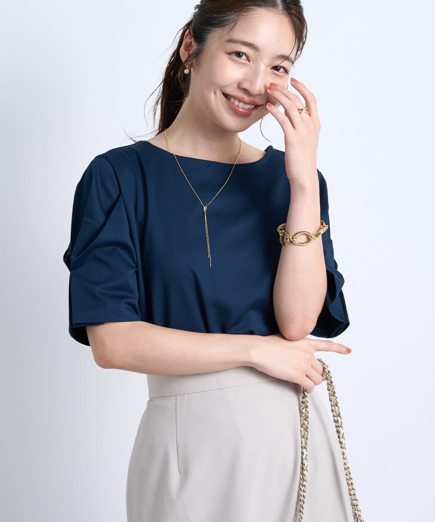 褶袖設計 針織上衣